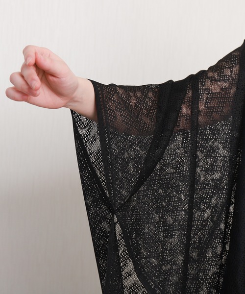 libelle more（リベル モア）の「総レース裾フリンジストールカーディガン（カーディガン/ボレロ・レディース・ベージュ/グレイッシュブルー/オフホワイト/カーキ/ブラック・M）」の19枚目の写真