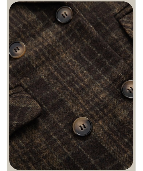 LA POMME petit(ラポミ・プチ)の「Moss Green Plaid Coat(チェスターコート・レディース・ブラック・SMALL)」の2枚目の写真