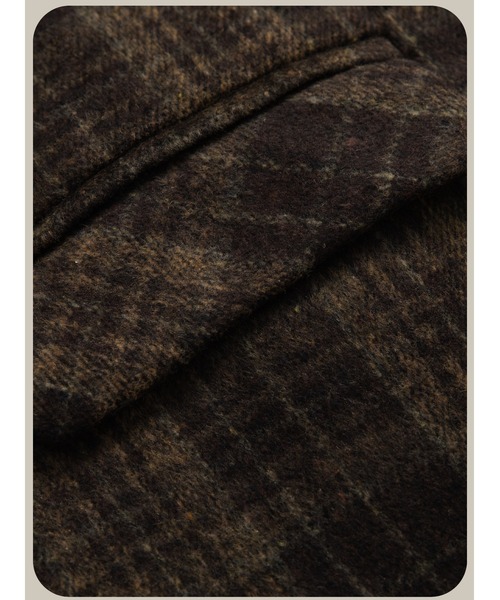 LA POMME petit(ラポミ・プチ)の「Moss Green Plaid Coat(チェスターコート・レディース・ブラック・SMALL)」の3枚目の写真