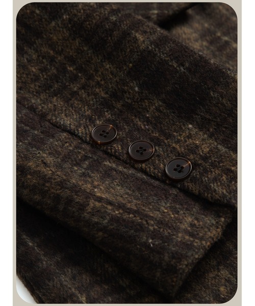 LA POMME petit(ラポミ・プチ)の「Moss Green Plaid Coat(チェスターコート・レディース・ブラック・SMALL)」の4枚目の写真