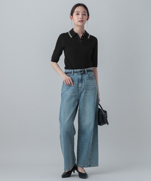 GLOBAL WORK(グローバルワーク)の「MATINEE LINE/ニットポロプルオーバー5分袖/646674(ニット/セーター・レディース・ブラック/ベージュ系その他3/グリーン・MEDIUM/LARGE)」の5枚目の写真