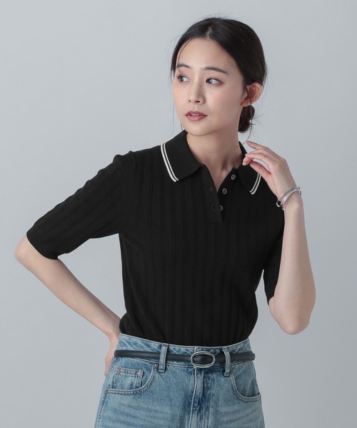 GLOBAL WORK(グローバルワーク)の「MATINEE LINE/ニットポロプルオーバー5分袖/646674(ニット/セーター・レディース・ブラック/ベージュ系その他3/グリーン・MEDIUM/LARGE)」の6枚目の写真