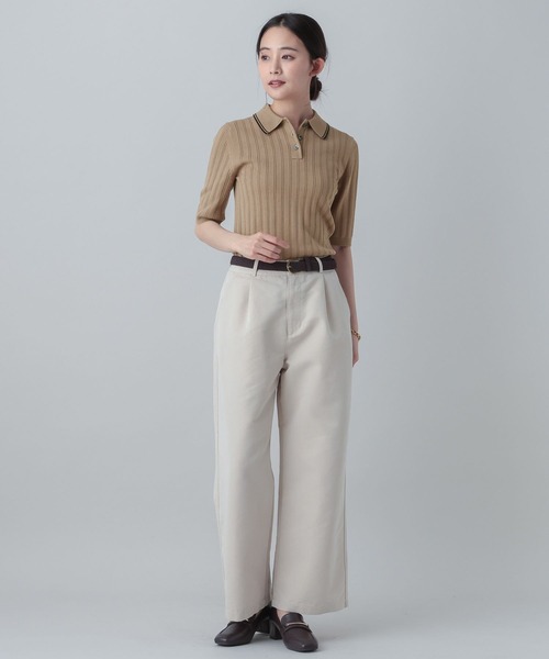 GLOBAL WORK(グローバルワーク)の「MATINEE LINE/ニットポロプルオーバー5分袖/646674(ニット/セーター・レディース・ブラック/ベージュ系その他3/グリーン・MEDIUM/LARGE)」の9枚目の写真