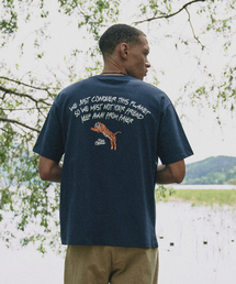 アーチスクリプトレタリング半袖Tシャツ[NAVY]