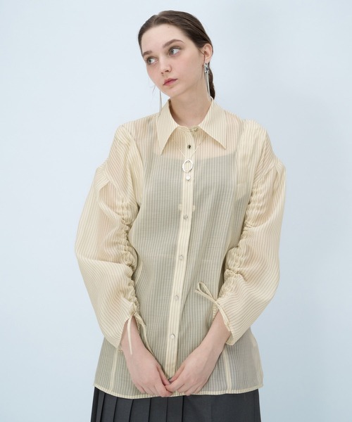 HARE（ハレ）の「【接触冷感/イージーケア】マルチWAYシアーオフショルシャツ(HARE)（シャツ/ブラウス・レディース・ブルー/イエロー/ホワイト/ブラック・FREE）」の18枚目の写真