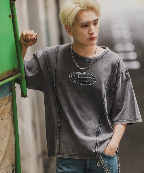 En serio TOKYO(エンソリオトーキョー)の「【SIDEWAYSTANCE】オーバルロゴ半袖グランジTシャツ 70476(Tシャツ/カットソー・メンズ・ブラウン/ブラック・SMALL/LARGE/X-LARGE/MEDIUM)」の5枚目の写真