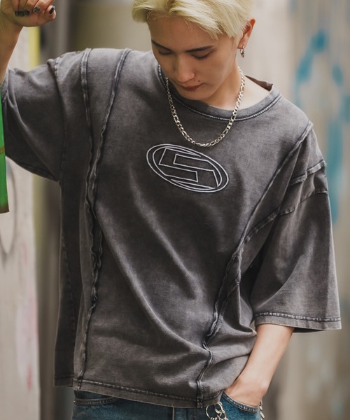 En serio TOKYO(エンソリオトーキョー)の「【SIDEWAYSTANCE】オーバルロゴ半袖グランジTシャツ 70476(Tシャツ/カットソー・メンズ・ブラウン/ブラック・SMALL/LARGE/X-LARGE/MEDIUM)」の7枚目の写真
