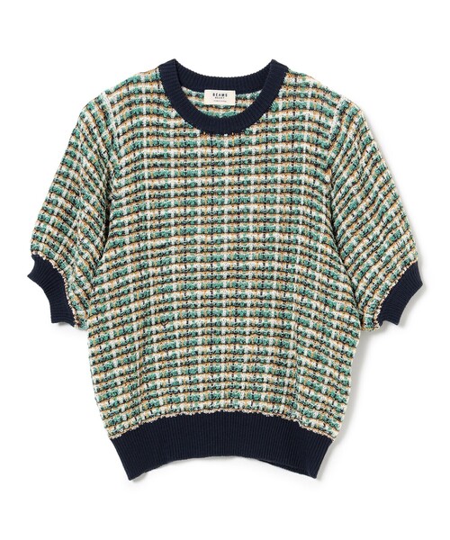 BEAMS HEART（ビームスハート）の「カラフル チェック ニット（ニット/セーター・レディース・イエロー系その他5/ネイビー/ブラウン・FREE）」の2枚目の写真