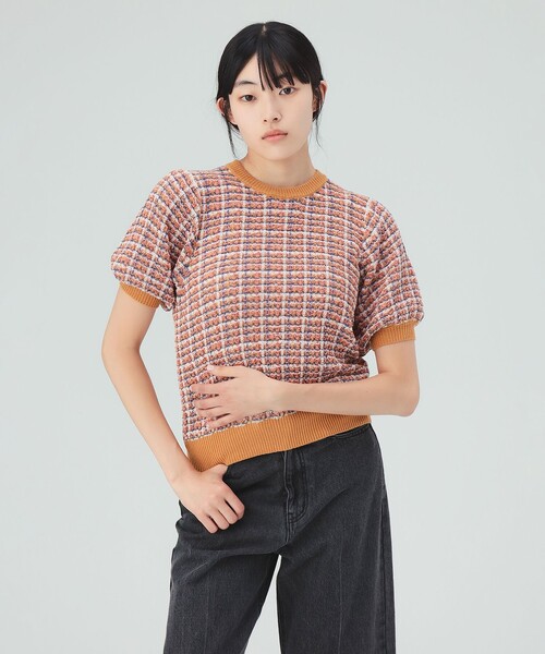 BEAMS HEART（ビームスハート）の「カラフル チェック ニット（ニット/セーター・レディース・イエロー系その他5/ネイビー/ブラウン・FREE）」の3枚目の写真