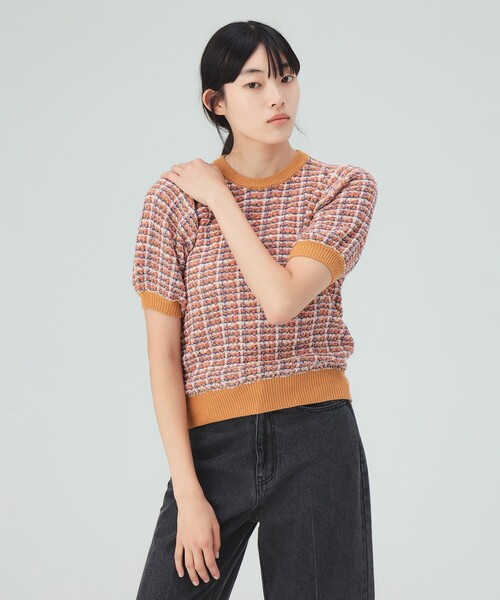 BEAMS HEART（ビームスハート）の「カラフル チェック ニット（ニット/セーター・レディース・イエロー系その他5/ネイビー/ブラウン・FREE）」の9枚目の写真