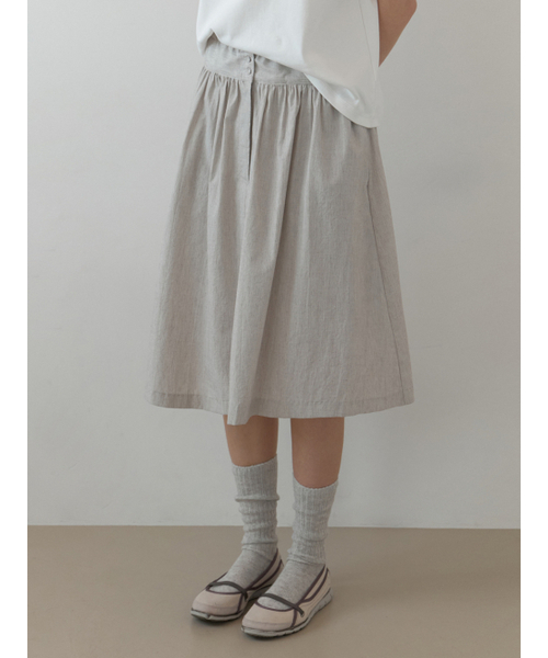 4th] Horn button skirt (oat stripe)（スカート）｜THEMITTEN（ザ