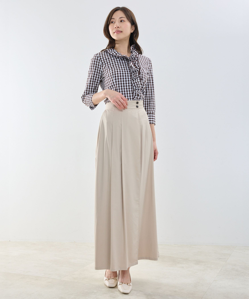 NARACAMICIE（ナラカミーチェ）の「【NARACAMICIE】ギンガムチェックスタンドフリル七分袖シャツ（シャツ/ブラウス・レディース・ブルー/ネイビー/ブラウン・L/M）」の14枚目の写真