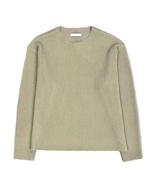 Chikashitsu +(チカシツプラス)の「【Chikashitsu +】Cutting cropped tee / 【チカシツプラス】カッティングクロップドリブ長袖Tシャツ<着用動画あり>(Tシャツ/カットソー・メンズ・ブラック/アイボリー/ライトカーキ・ONE SIZE)」の6枚目の写真