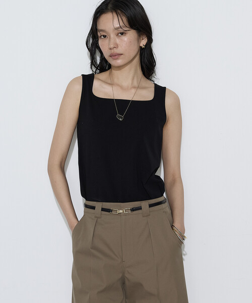COMME CA(コムサ)の「ファインコットンフライス 2WAYインナー(タンクトップ・レディース・ホワイト/サックスブルー/ベージュ/ブラック/ブラウン・9号/11号)」の6枚目の写真