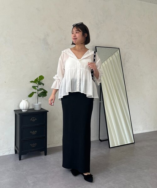 prose verse(プロズヴェール)の「【SAPON】フードメタルチャームシアーパーカーシャツ(シャツ/ブラウス・レディース・ブラック/ブルー系その他/オフホワイト・MEDIUM/TM)」の15枚目の写真
