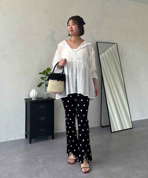 prose verse(プロズヴェール)の「【SAPON】フードメタルチャームシアーパーカーシャツ(シャツ/ブラウス・レディース・ブラック/ブルー系その他/オフホワイト・MEDIUM/TM)」の19枚目の写真