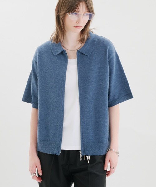 selle glant(セレグランテ)の「DOUBLEZIP DESIGN KNITSHIRT / ダブルジップデザインニットシャツ(シャツ/ブラウス・メンズ・ブラック/ブルー・LARGE/MEDIUM/SMALL)」の2枚目の写真