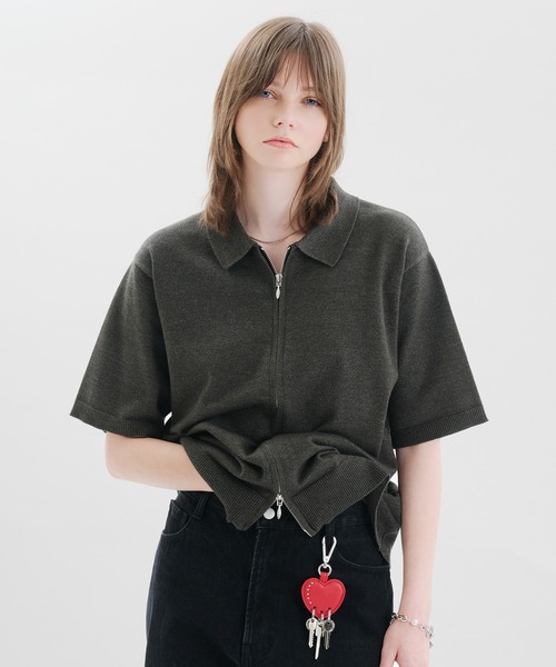 selle glant(セレグランテ)の「DOUBLEZIP DESIGN KNITSHIRT / ダブルジップデザインニットシャツ(シャツ/ブラウス・メンズ・ブラック/ブルー・LARGE/MEDIUM/SMALL)」の5枚目の写真