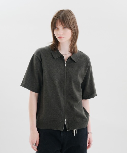 selle glant(セレグランテ)の「DOUBLEZIP DESIGN KNITSHIRT / ダブルジップデザインニットシャツ(シャツ/ブラウス・メンズ・ブラック/ブルー・LARGE/MEDIUM/SMALL)」の3枚目の写真