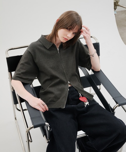 selle glant(セレグランテ)の「DOUBLEZIP DESIGN KNITSHIRT / ダブルジップデザインニットシャツ(シャツ/ブラウス・メンズ・ブラック/ブルー・LARGE/MEDIUM/SMALL)」の14枚目の写真