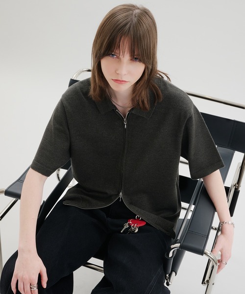 selle glant(セレグランテ)の「DOUBLEZIP DESIGN KNITSHIRT / ダブルジップデザインニットシャツ(シャツ/ブラウス・メンズ・ブラック/ブルー・LARGE/MEDIUM/SMALL)」の16枚目の写真