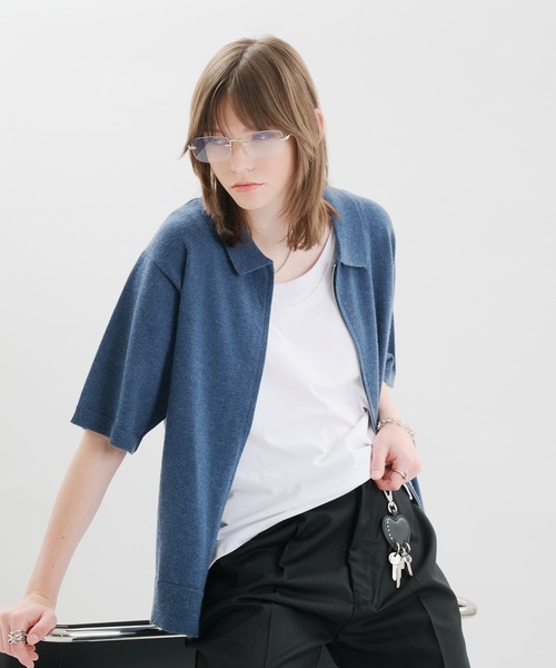 selle glant(セレグランテ)の「DOUBLEZIP DESIGN KNITSHIRT / ダブルジップデザインニットシャツ(シャツ/ブラウス・メンズ・ブラック/ブルー・LARGE/MEDIUM/SMALL)」の20枚目の写真