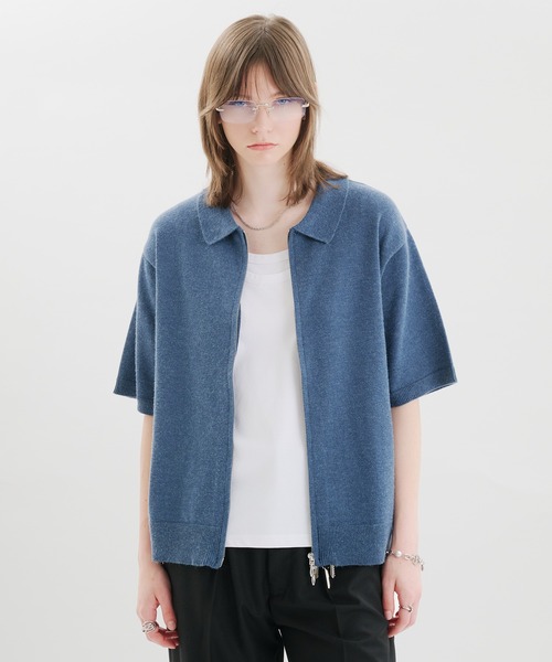 selle glant(セレグランテ)の「DOUBLEZIP DESIGN KNITSHIRT / ダブルジップデザインニットシャツ(シャツ/ブラウス・メンズ・ブラック/ブルー・LARGE/MEDIUM/SMALL)」の21枚目の写真