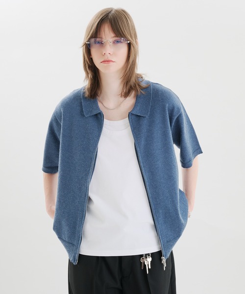 selle glant(セレグランテ)の「DOUBLEZIP DESIGN KNITSHIRT / ダブルジップデザインニットシャツ(シャツ/ブラウス・メンズ・ブラック/ブルー・LARGE/MEDIUM/SMALL)」の22枚目の写真