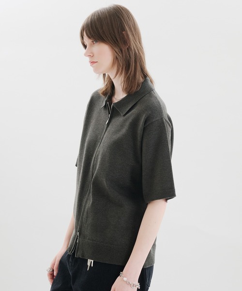 selle glant(セレグランテ)の「DOUBLEZIP DESIGN KNITSHIRT / ダブルジップデザインニットシャツ(シャツ/ブラウス・メンズ・ブラック/ブルー・LARGE/MEDIUM/SMALL)」の6枚目の写真