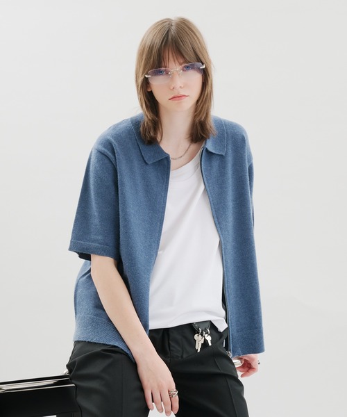 selle glant(セレグランテ)の「DOUBLEZIP DESIGN KNITSHIRT / ダブルジップデザインニットシャツ(シャツ/ブラウス・メンズ・ブラック/ブルー・LARGE/MEDIUM/SMALL)」の18枚目の写真
