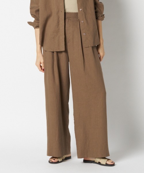 HELIOPOLE(エリオポール)の「FRENCH LINEN PANTS(スラックス・レディース・ダークブラウン/ブラック・36/38)」の1枚目の写真