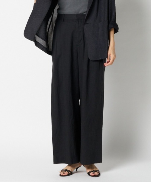 HELIOPOLE(エリオポール)の「FRENCH LINEN PANTS(スラックス・レディース・ダークブラウン/ブラック・36/38)」の2枚目の写真