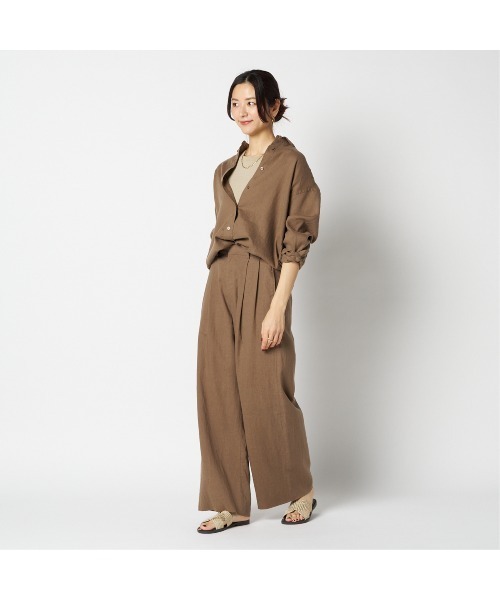 HELIOPOLE(エリオポール)の「FRENCH LINEN PANTS(スラックス・レディース・ダークブラウン/ブラック・36/38)」の20枚目の写真