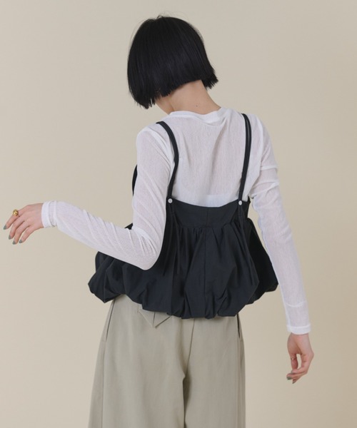 FMiBL(ファミル)の「バルーンキャミレイヤードトップス(Tシャツ/カットソー・レディース・ブラック/ブルー/ホワイト・FREE)」の7枚目の写真