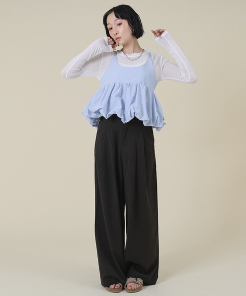 FMiBL(ファミル)の「バルーンキャミレイヤードトップス(Tシャツ/カットソー・レディース・ブラック/ブルー/ホワイト・FREE)」の10枚目の写真