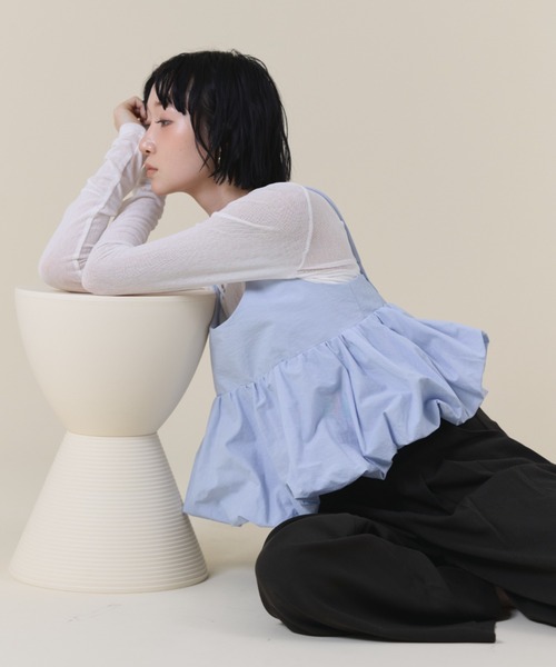 FMiBL(ファミル)の「バルーンキャミレイヤードトップス(Tシャツ/カットソー・レディース・ブラック/ブルー/ホワイト・FREE)」の13枚目の写真