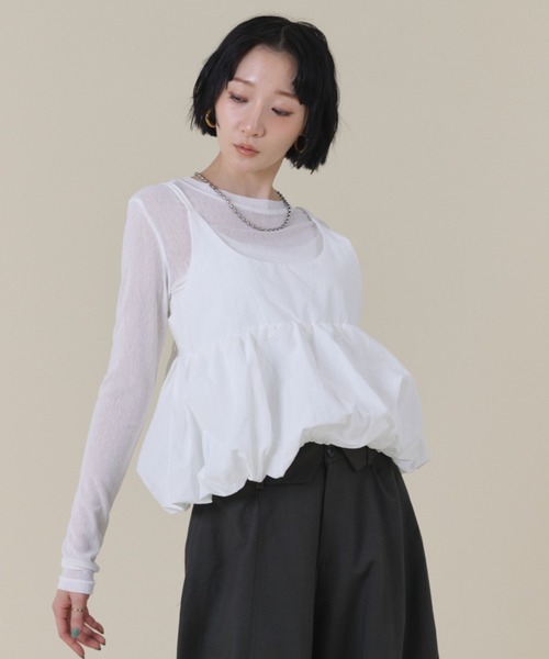 FMiBL(ファミル)の「バルーンキャミレイヤードトップス(Tシャツ/カットソー・レディース・ブラック/ブルー/ホワイト・FREE)」の14枚目の写真