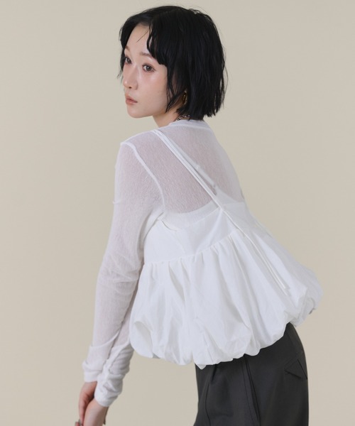 FMiBL(ファミル)の「バルーンキャミレイヤードトップス(Tシャツ/カットソー・レディース・ブラック/ブルー/ホワイト・FREE)」の16枚目の写真