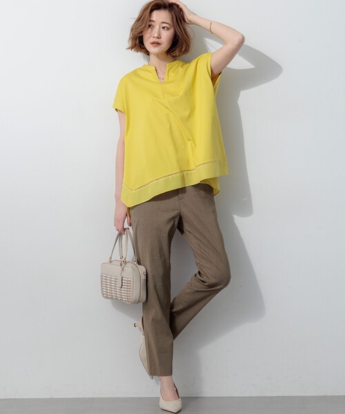 23区 S(ニジュウサンクチイサイサイズ)の「ラダーレースジャージー ハンカチーフヘム カットソー(Tシャツ/カットソー・レディース・ダルブルー系/ホワイト系/ブラック系/ライトイエロー系/ダークブラウン系・32)」の16枚目の写真
