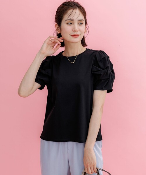 組曲(クミキョク)の「タッチミースムース ボリュームスリーブ カットソー(Tシャツ/カットソー・レディース・ブラック系/ホワイト系/ダークブラウン系・2/3)」の2枚目の写真