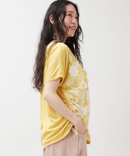 チャイハネ（チャイハネ）の「【チャイハネ】VORRUK ガディアTシャツ（Tシャツ/カットソー・レディース・イエロー/パープル/ホワイト・FREE）」の7枚目の写真