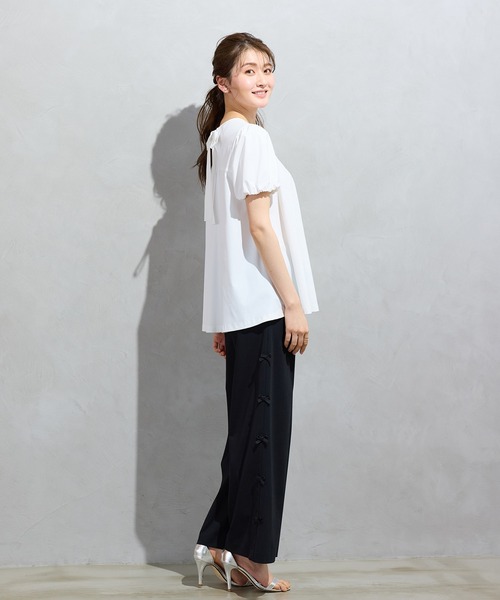 Rose Tiara(ローズティアラ)の「【M-StyleLuxeコラボ】クールトリコットリボンイージーパンツ(その他パンツ・レディース・ブラック・38)」の6枚目の写真