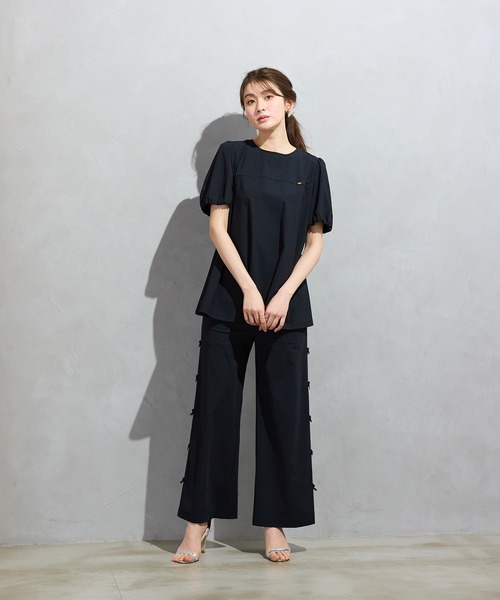 Rose Tiara(ローズティアラ)の「【M-StyleLuxeコラボ】クールトリコットリボンイージーパンツ(その他パンツ・レディース・ブラック・38)」の17枚目の写真