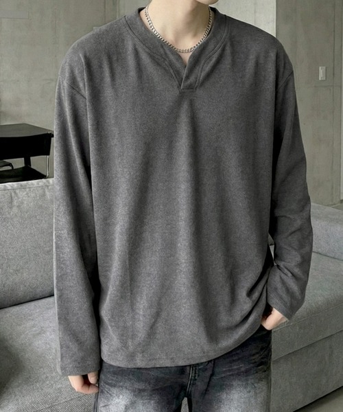 Otte（オッテ）の「Vスリットネックトップス（Tシャツ/カットソー・メンズ・ホワイト/ブラック/グレー・MEDIUM/LARGE/X-LARGE）」の13枚目の写真