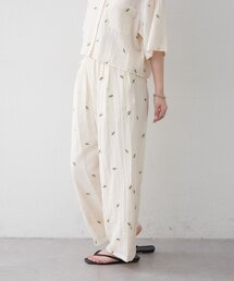 【セットアップ対応】フラワー刺繍イージーパンツ