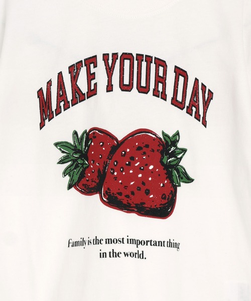MAKE YOUR DAY(メイクユアデイ)の「バナナイチゴロゴ半袖Tシャツ(Tシャツ/カットソー・メンズ・オフホワイト/グレー/チャコールグレー/レッド・M/L)」の17枚目の写真