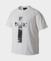 ROARINGRAD（ロアリングラド）の「【ROARINGRAD】Cross Damage Slub T-Shirt / 【ロアリングラド】クロスダメージスラブ半袖Ｔシャツ（Tシャツ/カットソー）」