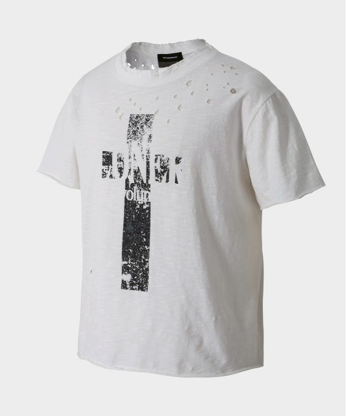 ROARINGRAD(ロアリングラド)の「【ROARINGRAD】Cross Damage Slub T-Shirt / 【ロアリングラド】クロスダメージスラブ半袖Tシャツ(Tシャツ/カットソー・メンズ・ブラック/ホワイト・L/M)」の11枚目の写真