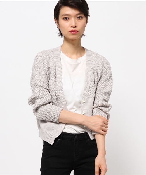 OKIRAKU（オキラク）の「【OKIRAKU】cotton cardigan（カーディガン/ボレロ・レディース・ライトグレー/キャメル・FREE）」の2枚目の写真