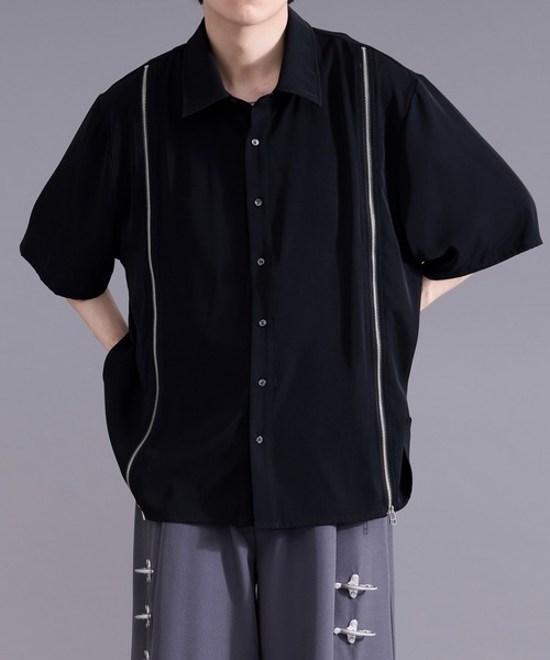 Ellno Loset(エルノロゼット)の「2wayラインジップデザインシャツ(シャツ/ブラウス・メンズ・オフホワイト/ブラック・MEDIUM/SMALL/LARGE)」の8枚目の写真